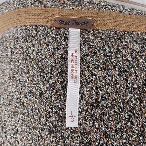 Free People Going for Gold Faux Wrap Sweater Metallic Large - Picture 12 of 12